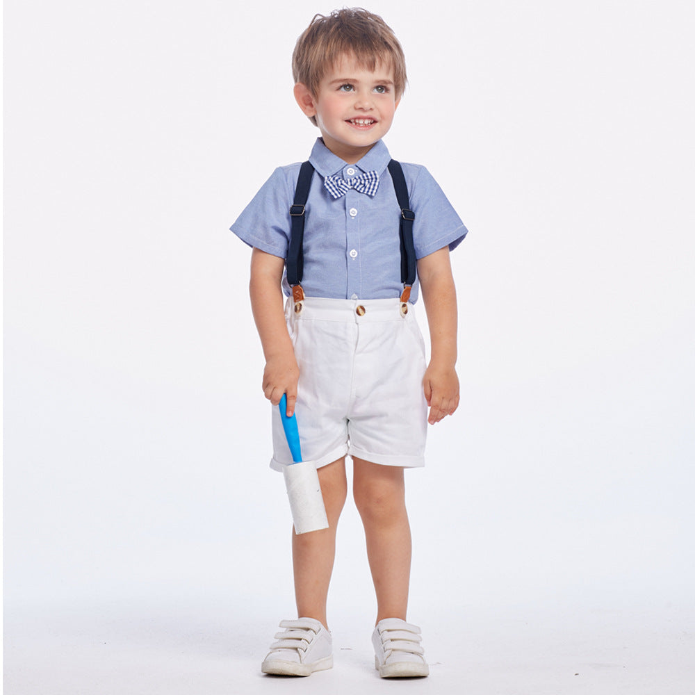 Toddler Boy Short-Sleeve Shirt & Suspender Shorts Set