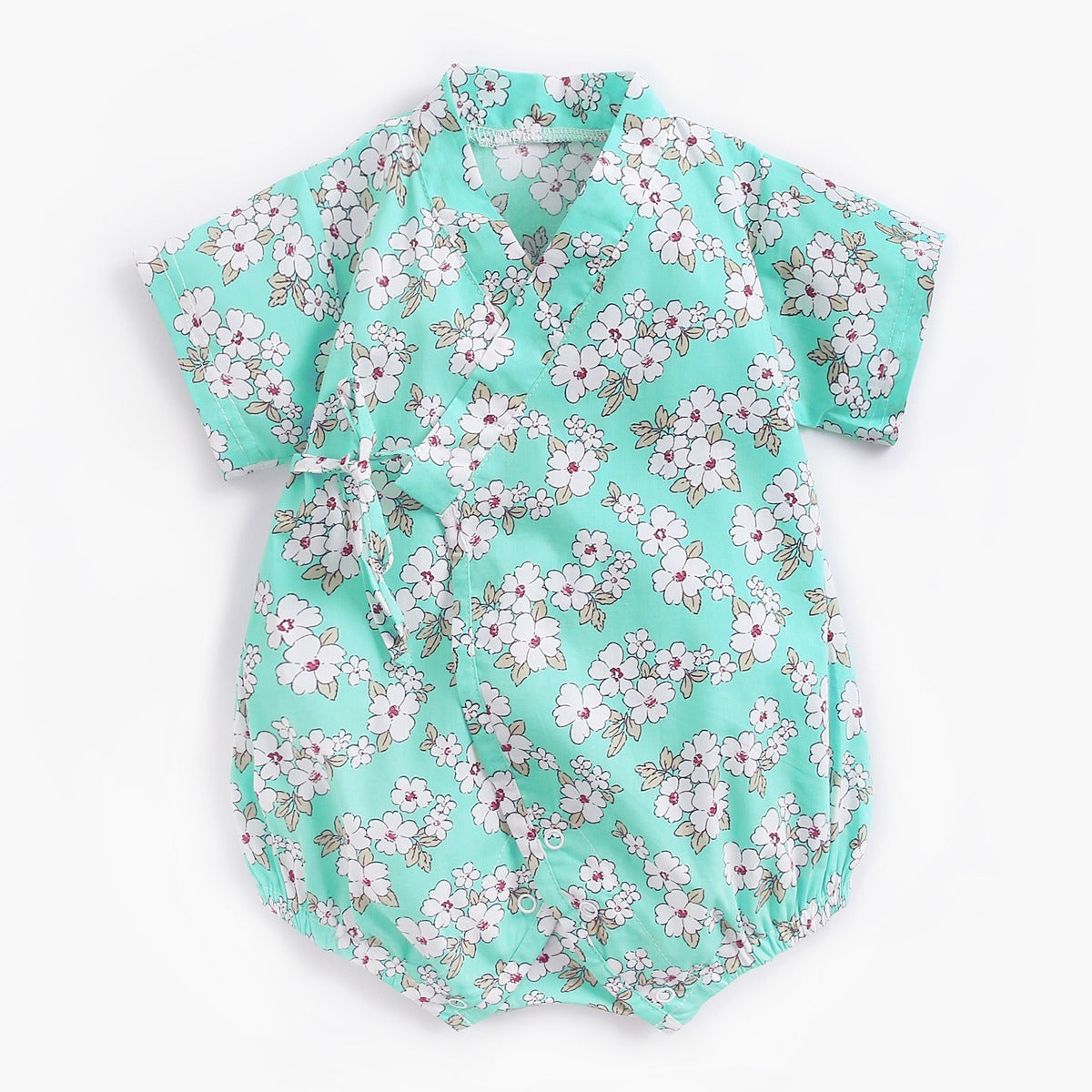 Summer Cotton Onesie with Lace-up Straps Yukata style
