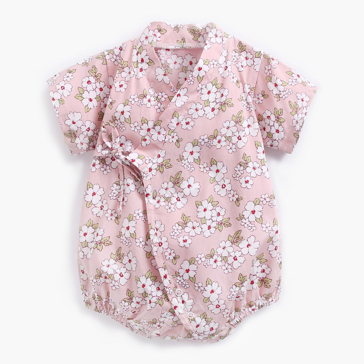 Summer Cotton Onesie with Lace-up Straps Yukata style