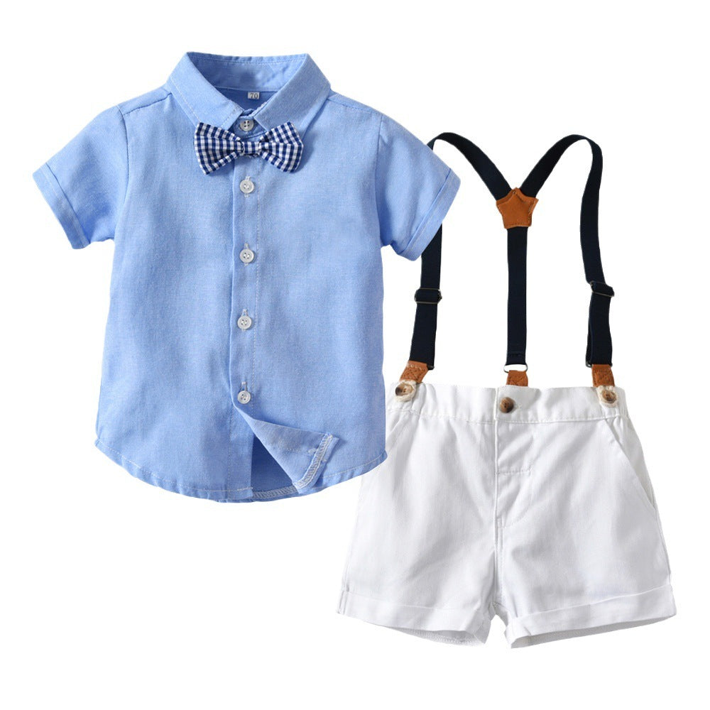 Toddler Boy Short-Sleeve Shirt & Suspender Shorts Set