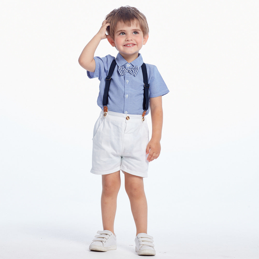 Toddler Boy Short-Sleeve Shirt & Suspender Shorts Set