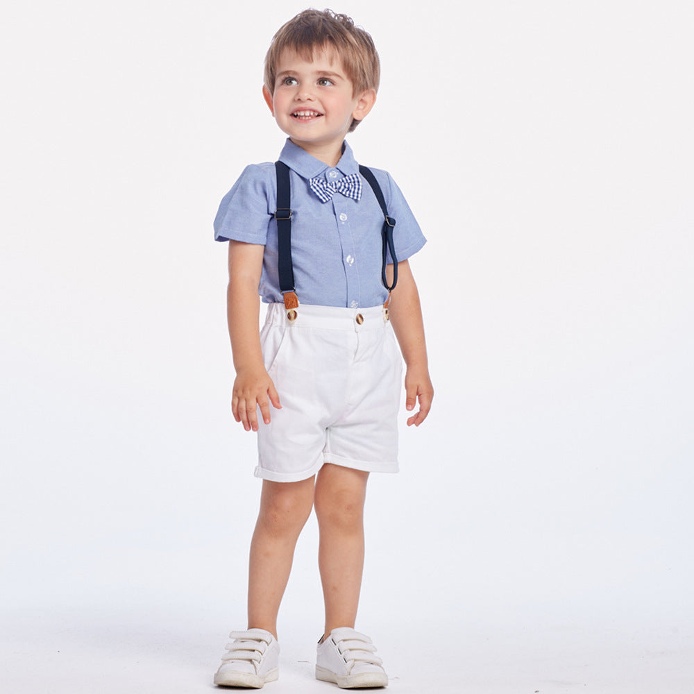 Toddler Boy Short-Sleeve Shirt & Suspender Shorts Set