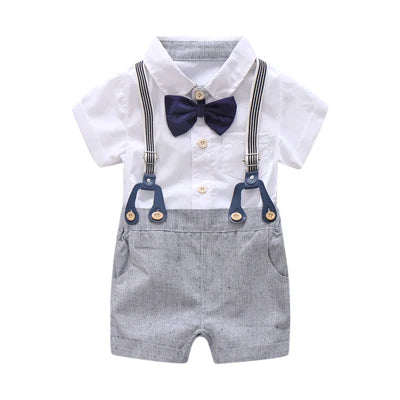 Baby Boy's Bow Tie & Overall Formal Set