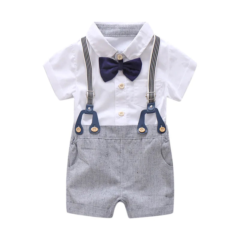 Baby Boy's Bow Tie & Overall Formal Set