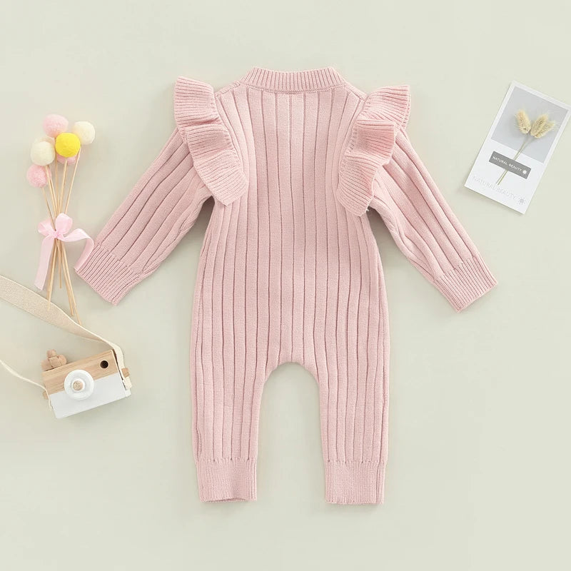Baby Girl Knitted Romper with Ruffles