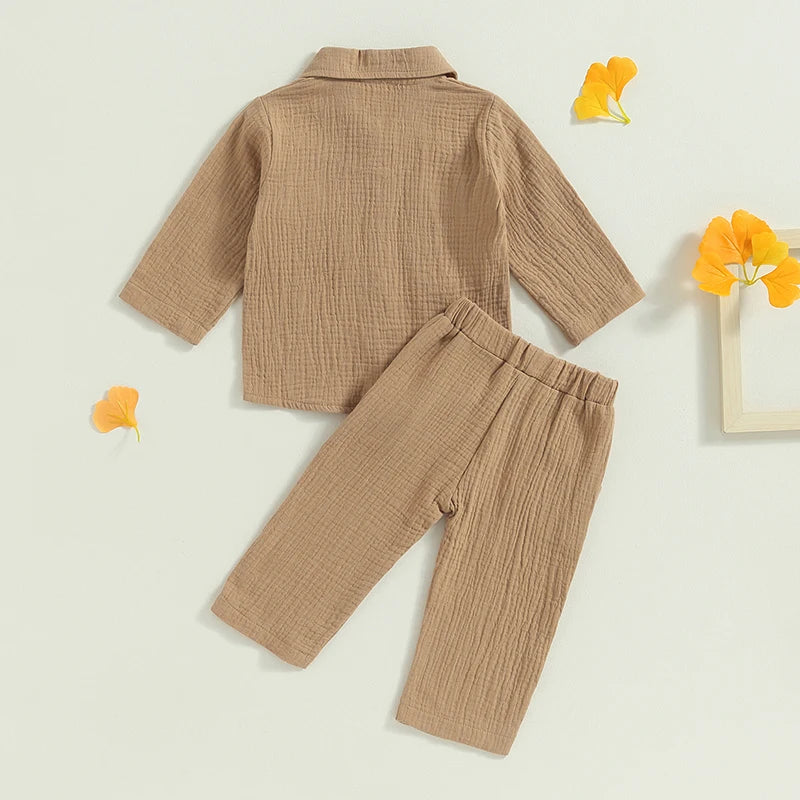 Cozy Toddler Boy Linen Set - 2PC Shirt & Pants