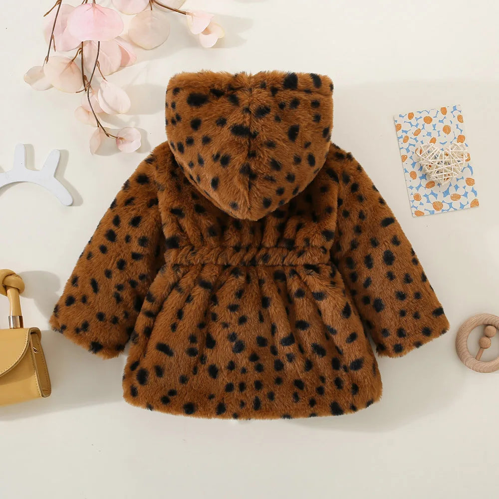 Cozy Leopard Print Hooded Jacket for Baby Girls