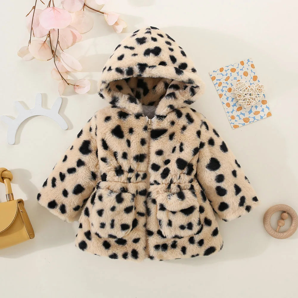 Cozy Leopard Print Hooded Jacket for Baby Girls