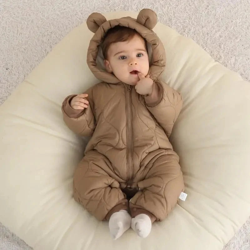 Newborn's Cozy Hooded Romper - Winter Jumpsuit