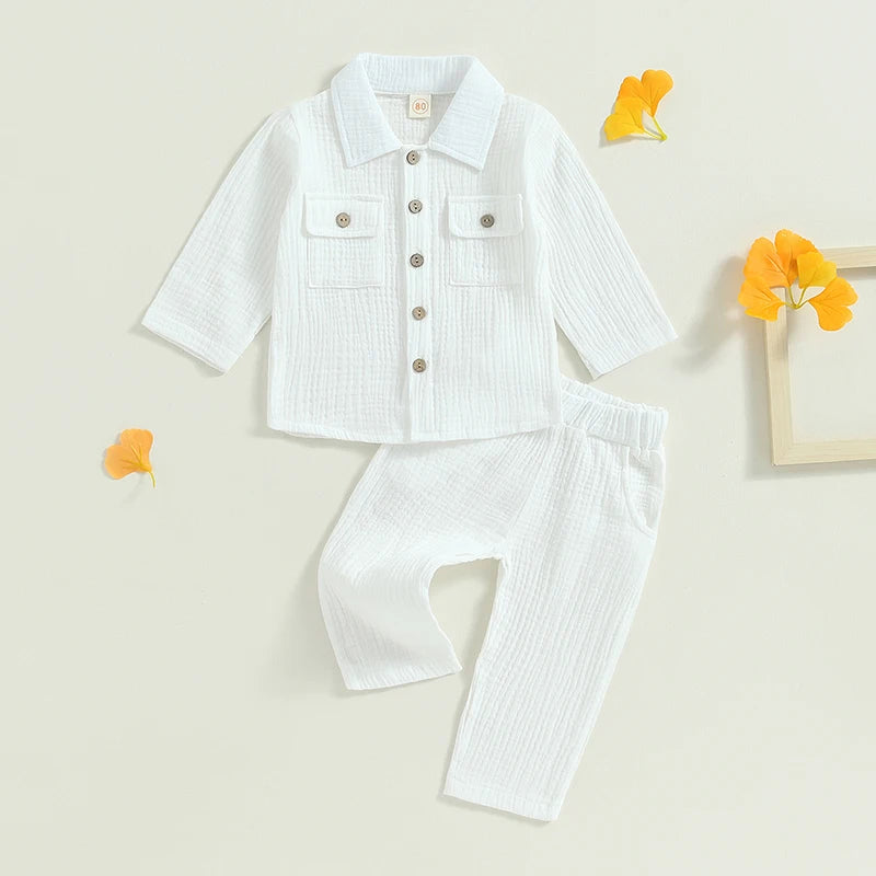 Cozy Toddler Boy Linen Set - 2PC Shirt & Pants