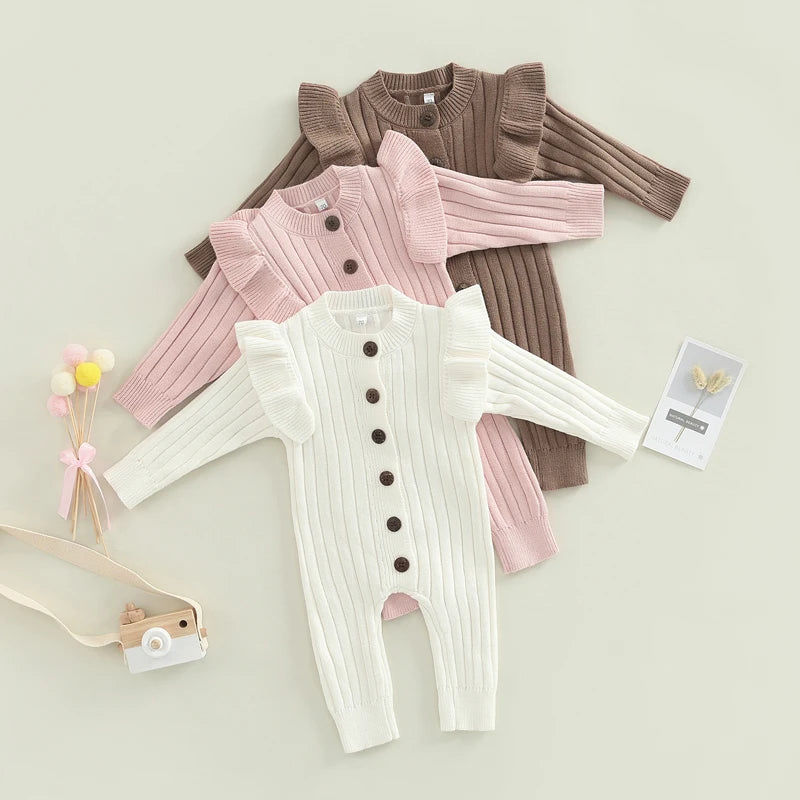 Baby Girl Knitted Romper with Ruffles