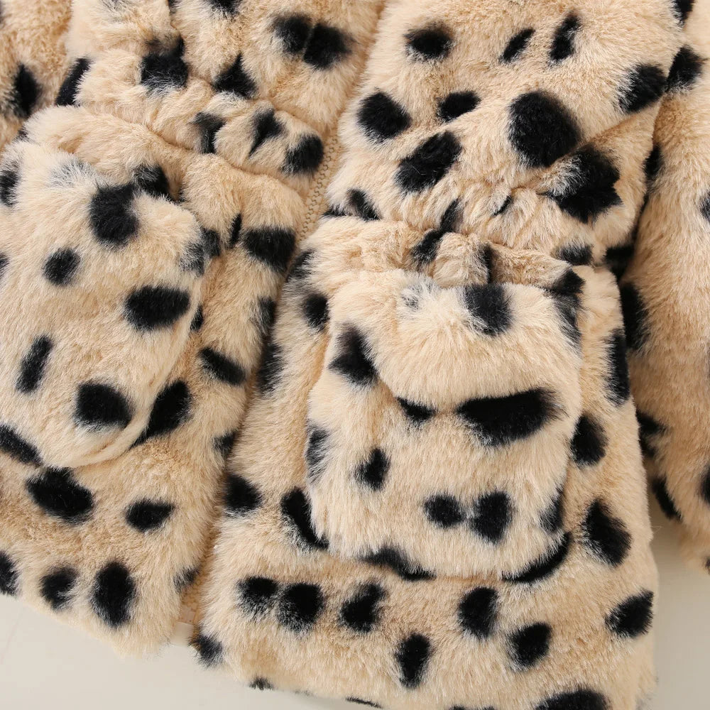 Cozy Leopard Print Hooded Jacket for Baby Girls