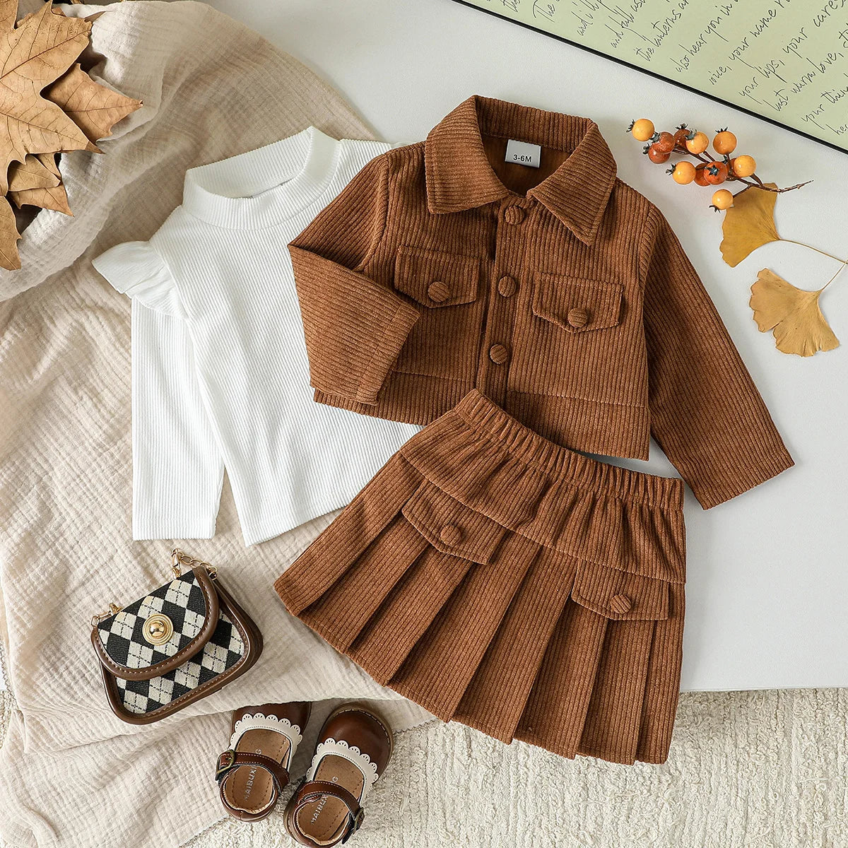 Chic Baby Girl High Collar Knit Set
