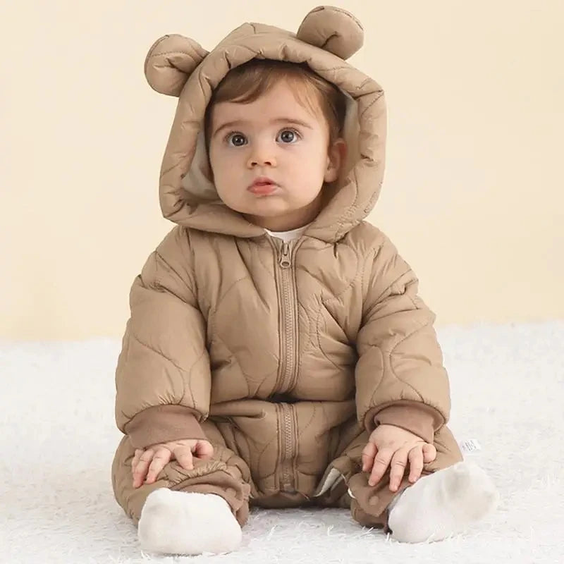 Newborn's Cozy Hooded Romper - Winter Jumpsuit