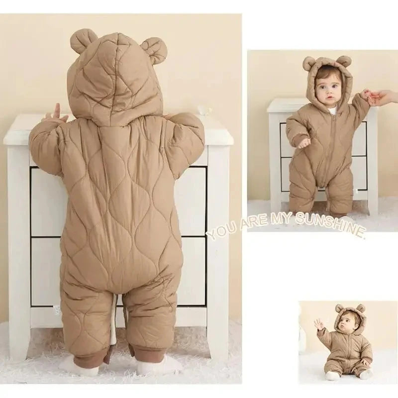 Newborn's Cozy Hooded Romper - Winter Jumpsuit