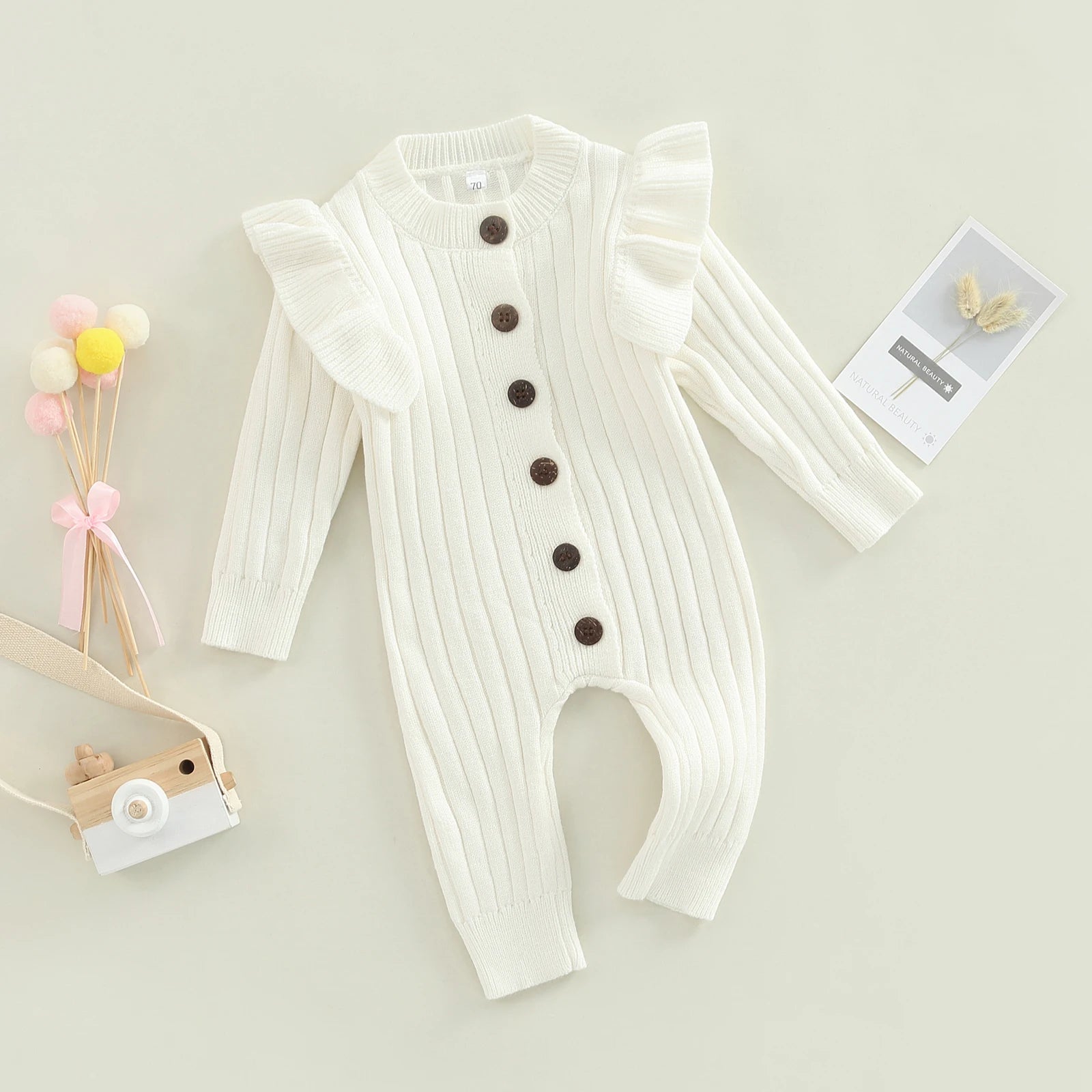 Baby Girl Knitted Romper with Ruffles