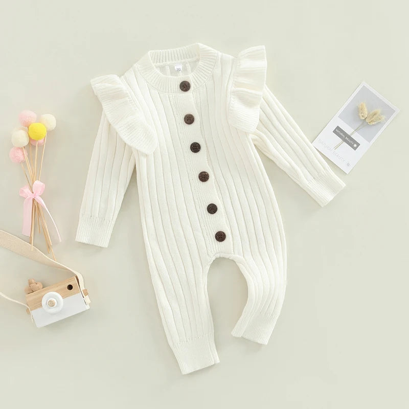 Baby Girl Knitted Romper with Ruffles