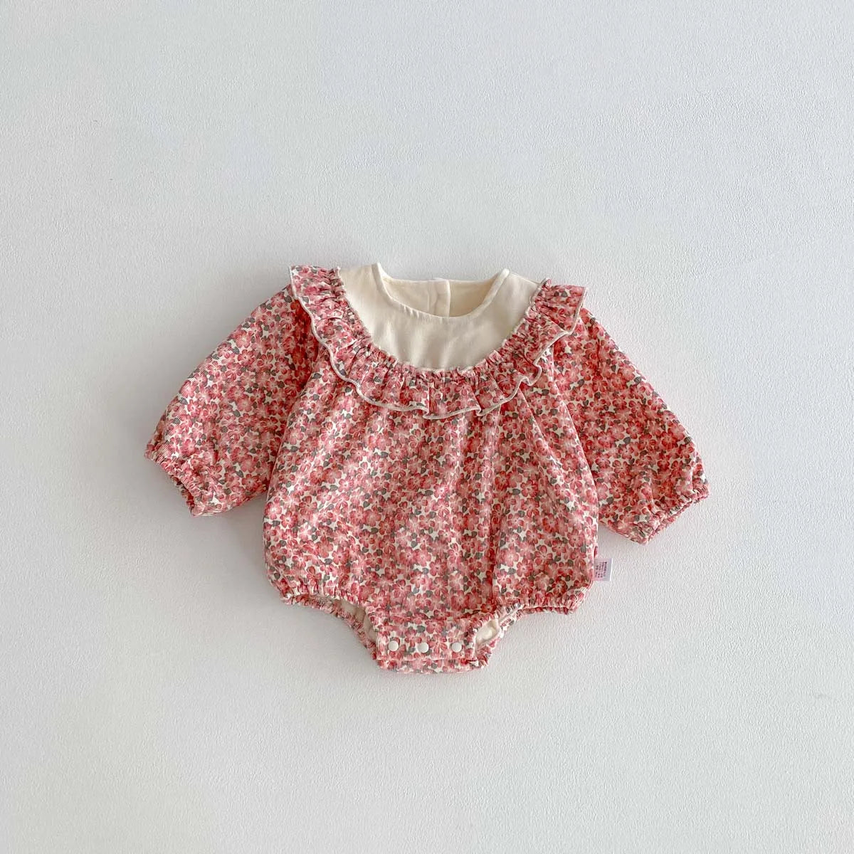 Korean Style Floral Winter Romper for Girls
