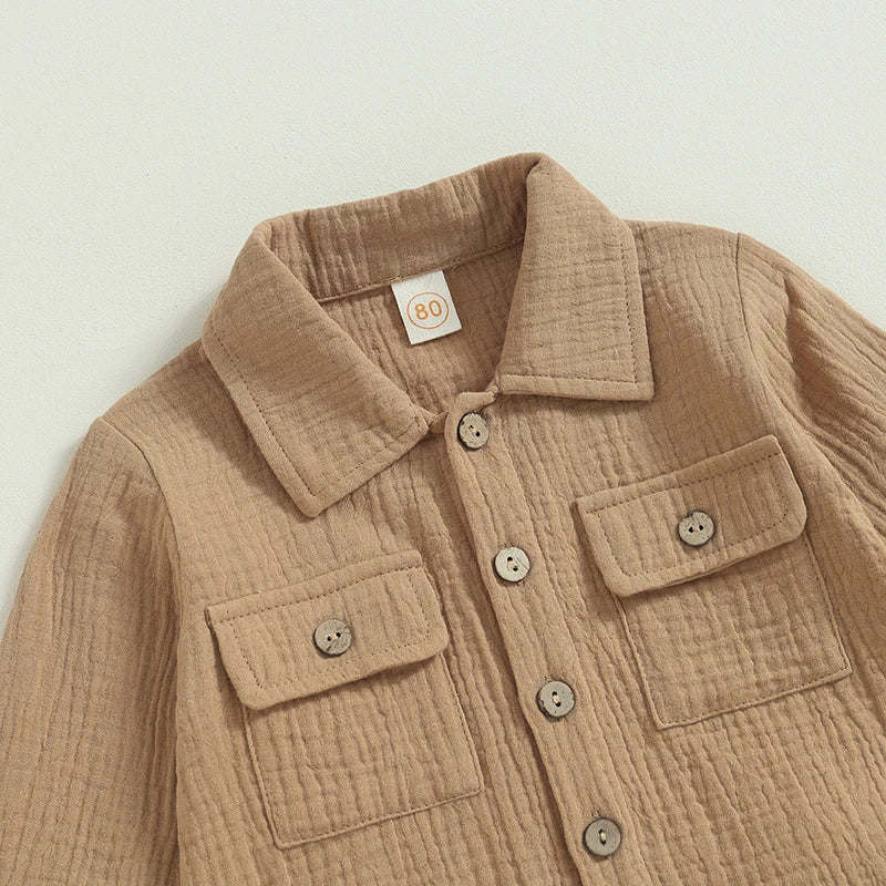 Cozy Toddler Boy Linen Set - 2PC Shirt & Pants