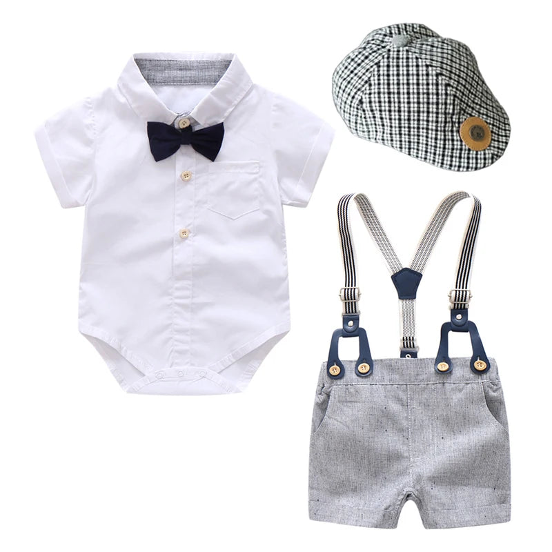 Baby Boy's Bow Tie & Overall Formal Set