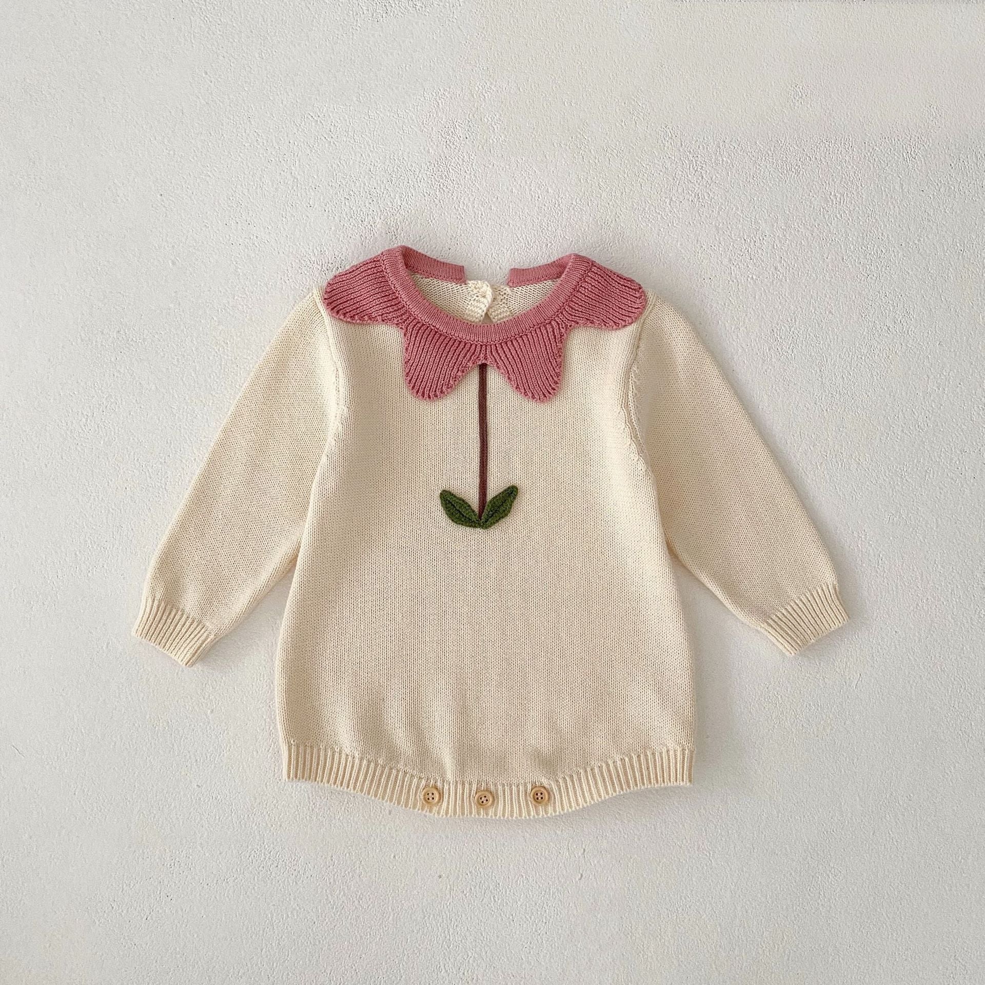 Cute Flowers Cotton Knitted Baby Sweater