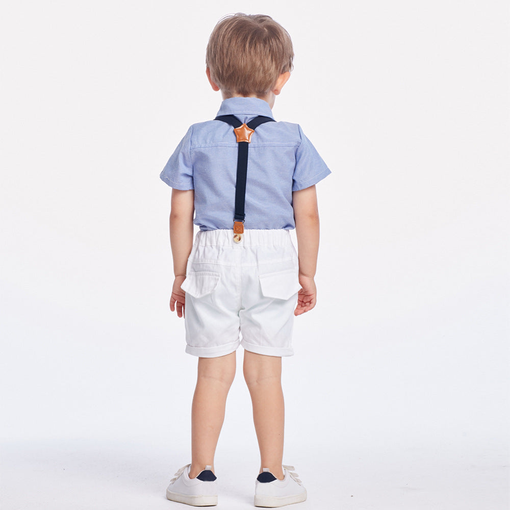Toddler Boy Short-Sleeve Shirt & Suspender Shorts Set